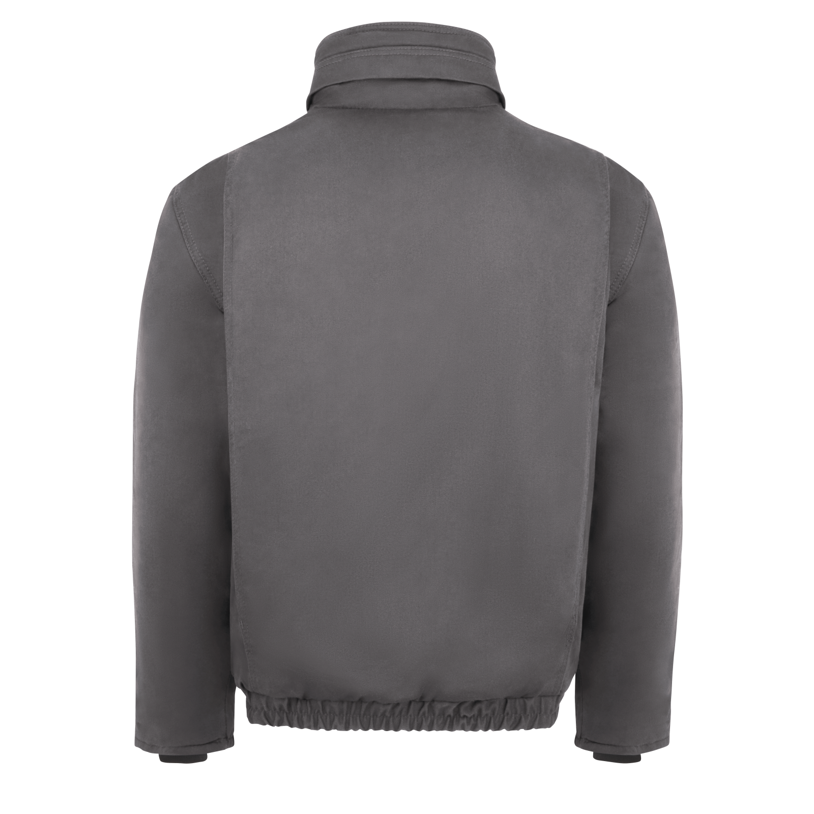 Backview of grey Bulwark FR Bomber Jacket