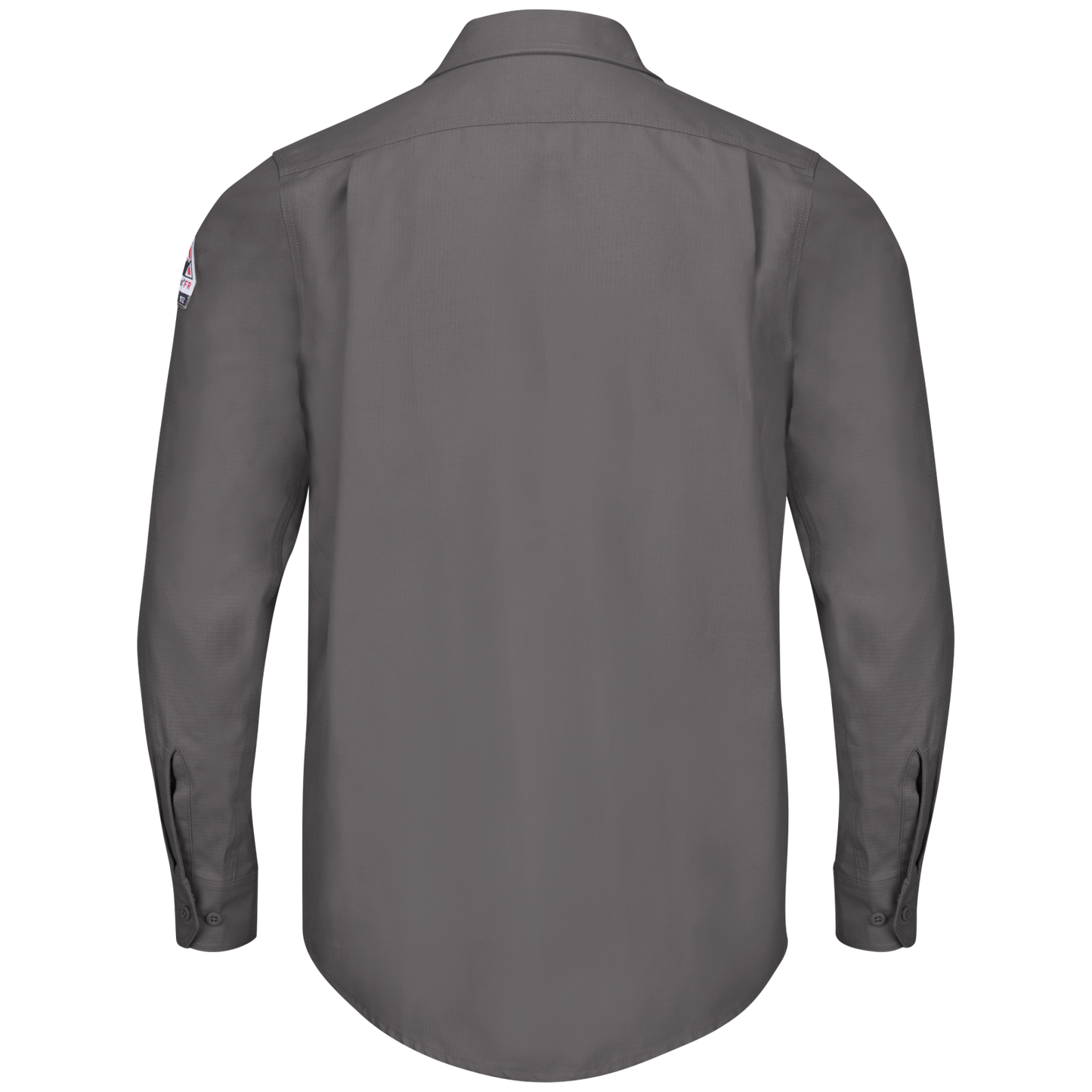 Back view of grey Bulwark FR Work Shirt