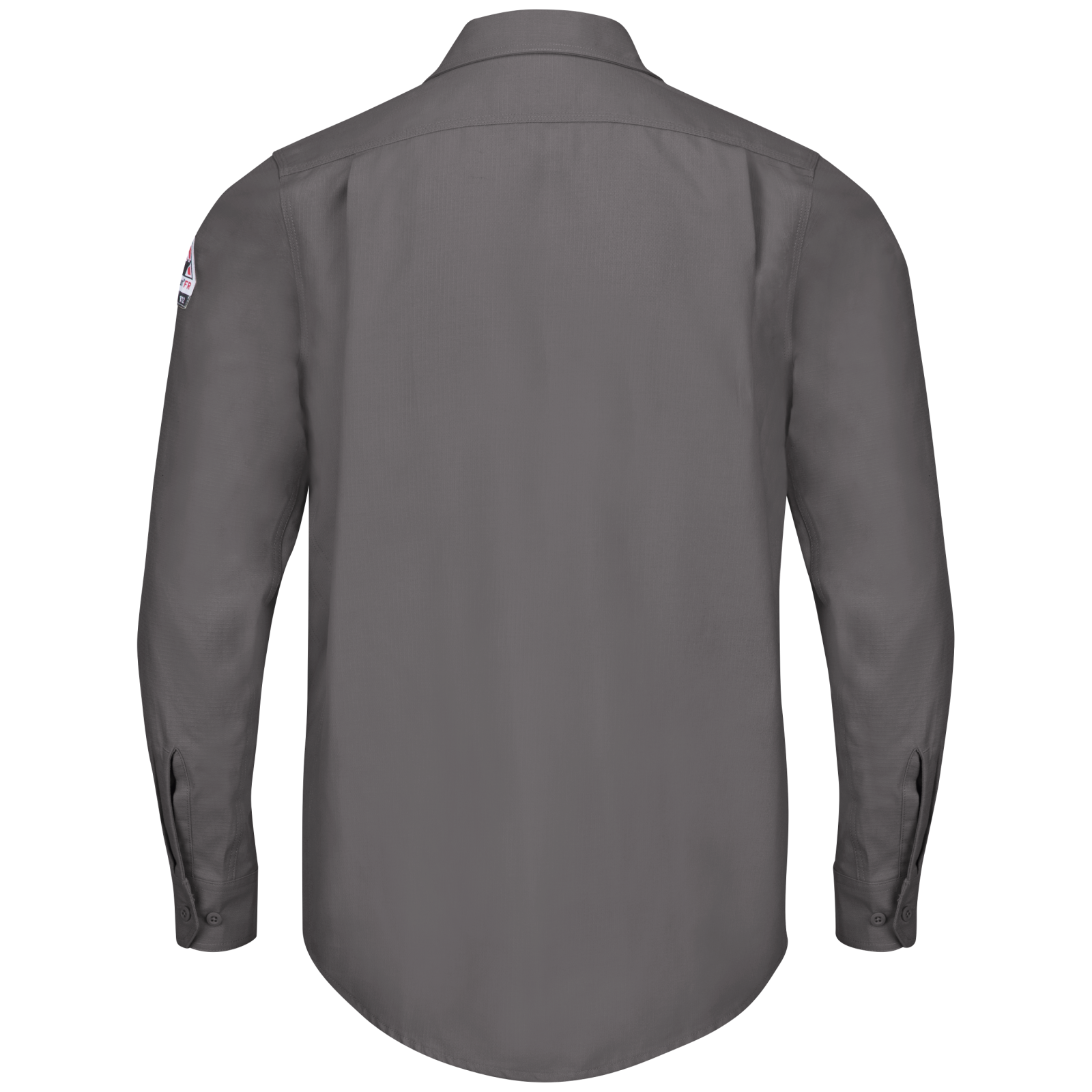 Back view of grey Bulwark FR Work Shirt