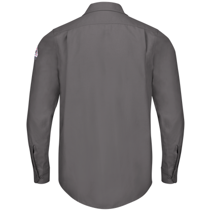 Back view of grey Bulwark FR Work Shirt