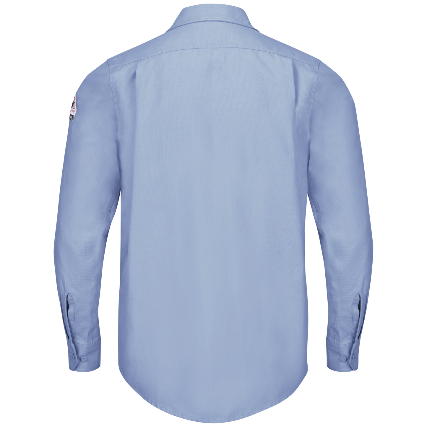 Back view of light blue Bulwark FR Work Shirt