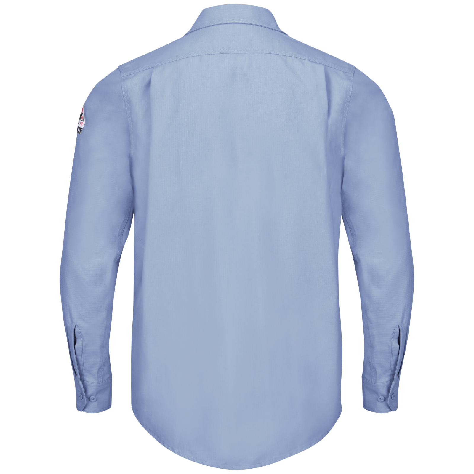 Back view of light blue Bulwark FR Work Shirt