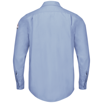 Back view of light blue Bulwark FR Work Shirt