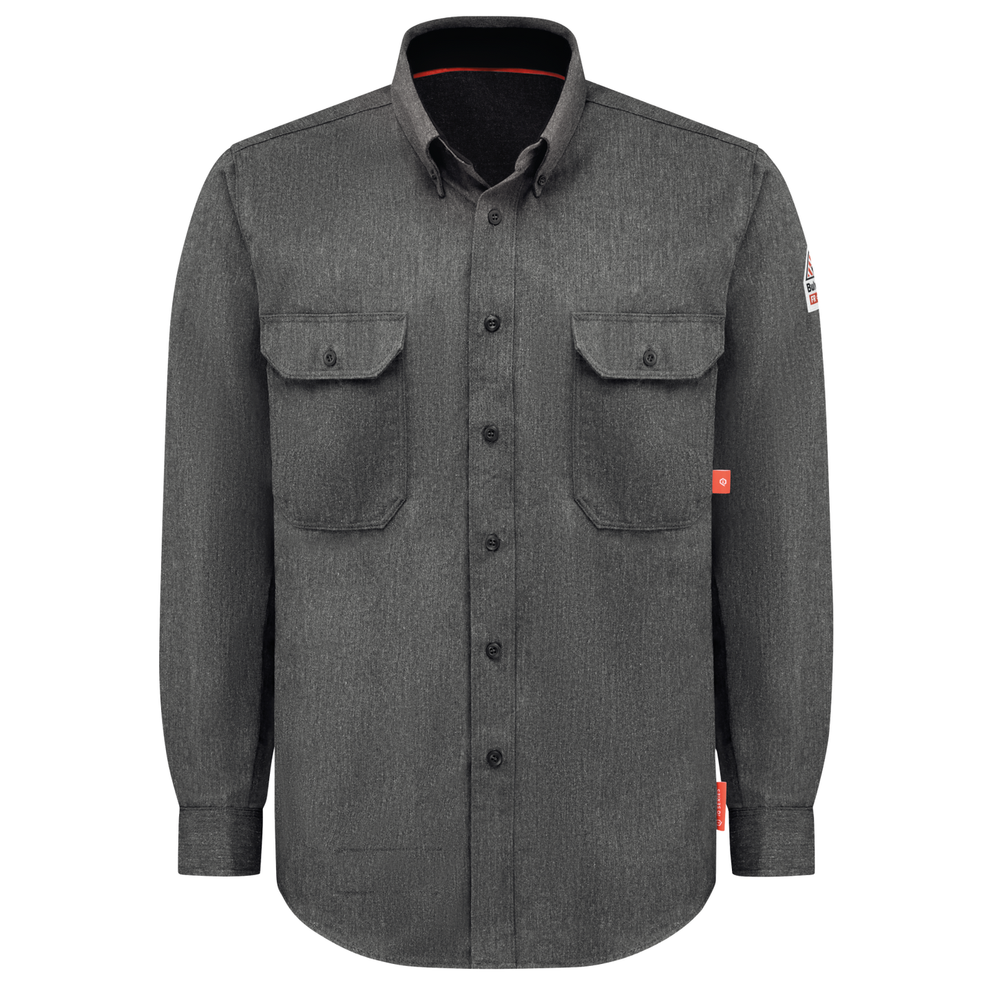 Front view of Bulwark FR Work Shirt in grey