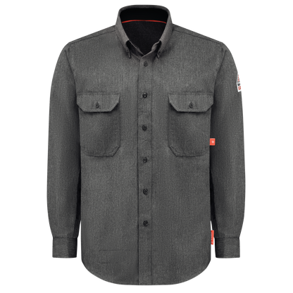 Front view of Bulwark FR Work Shirt in grey