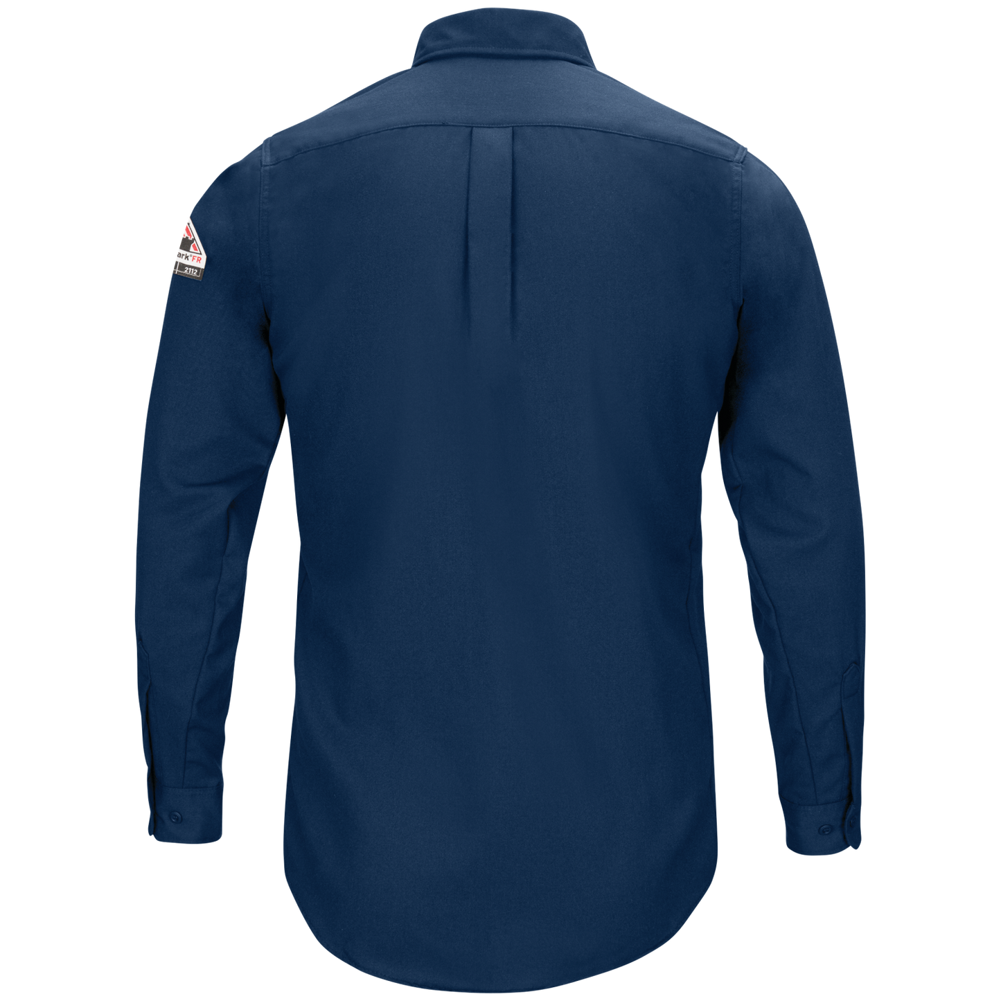 Back view of Bulwark FR Work Shirt in navy