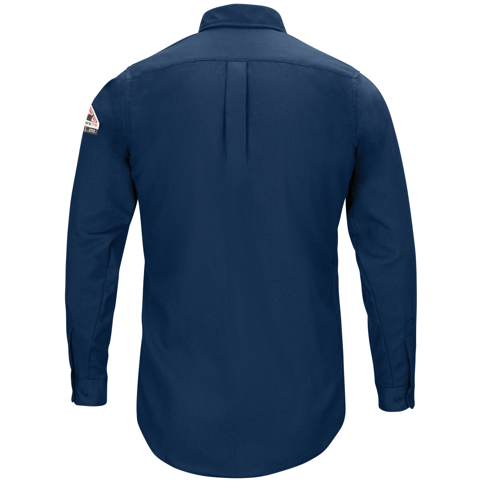 Back view of Bulwark FR Work Shirt in navy