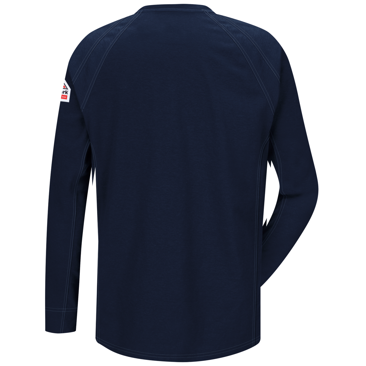 Backview of navy Bulwark FR Knit Long Sleeve T-Shirt