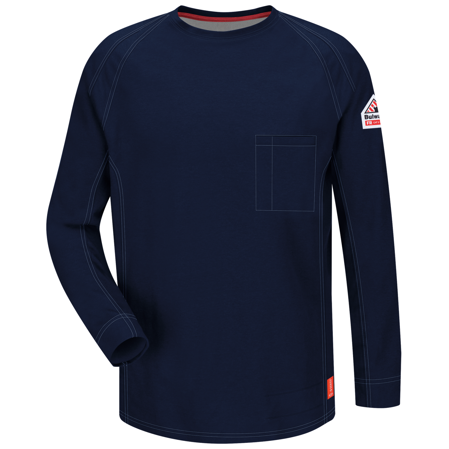 Frontview of navy Bulwark FR Knit Long Sleeve T-Shirt