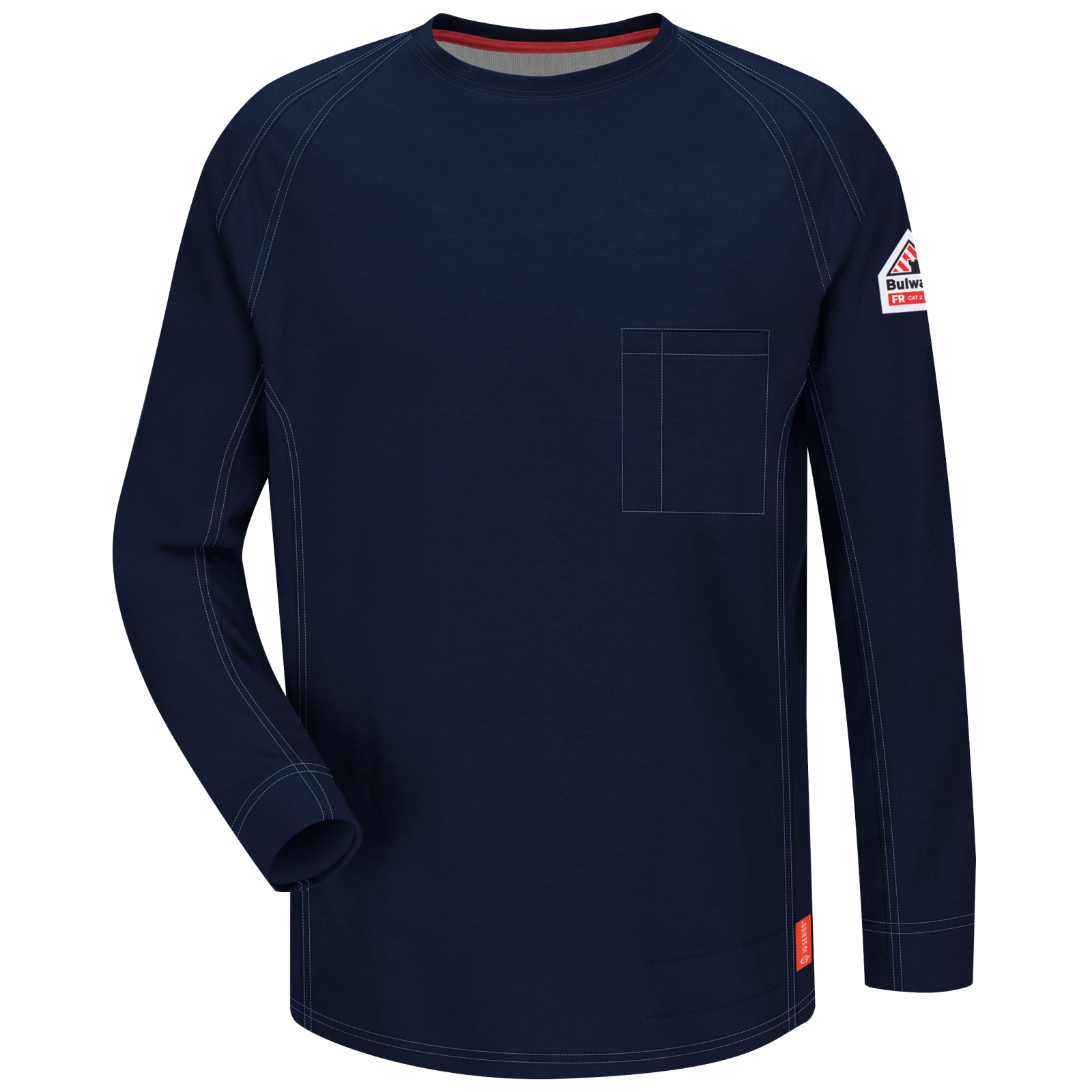 Frontview of navy Bulwark FR Knit Long Sleeve T-Shirt