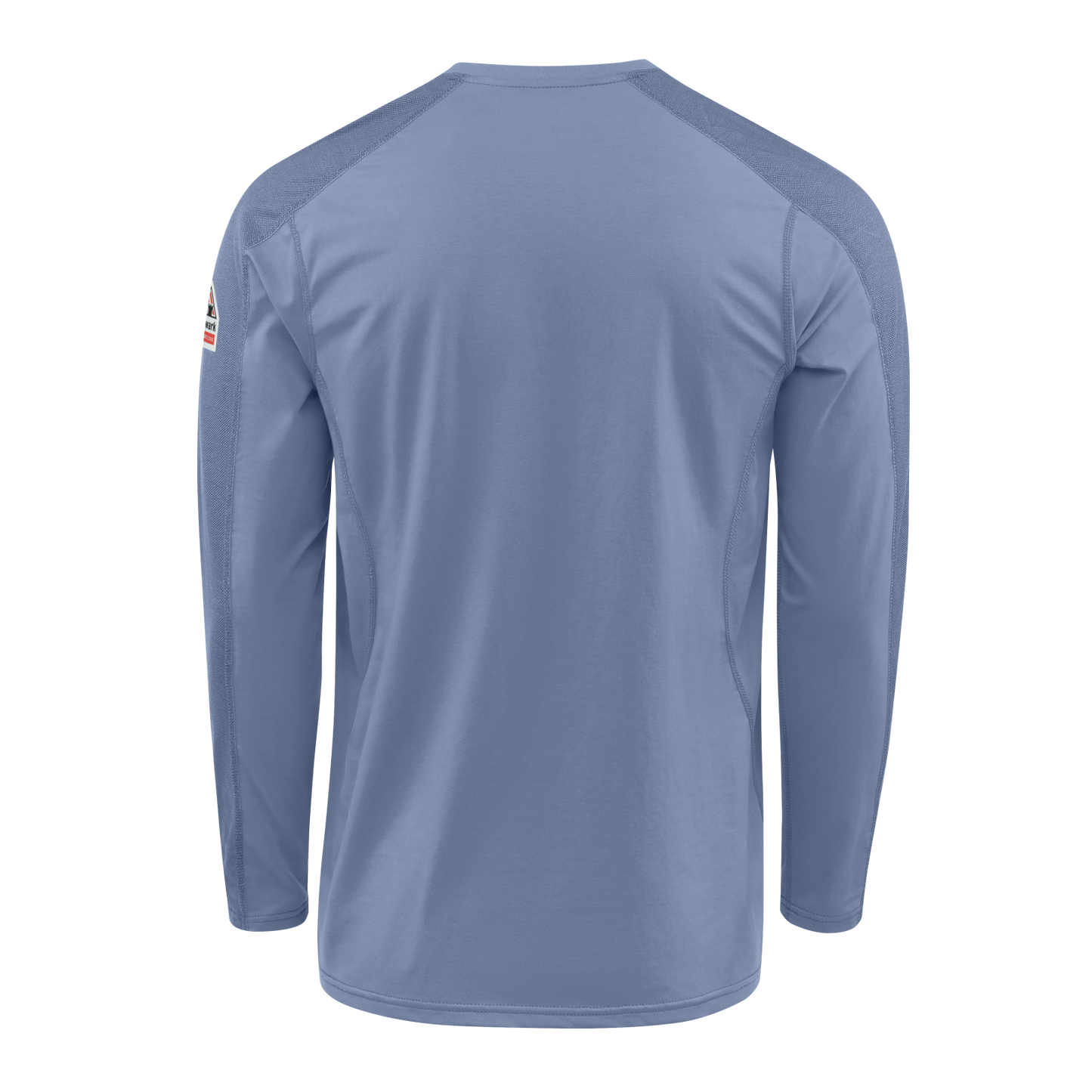 Back view of light blue Bulwark Men’s FR Flex Knit Henley
