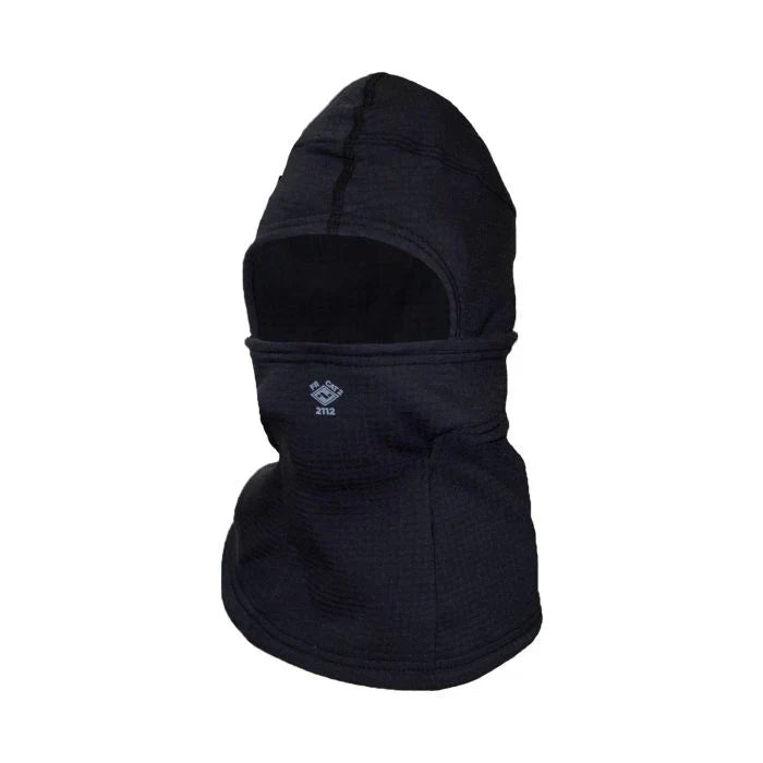 Black balaclava with a logo on a white background