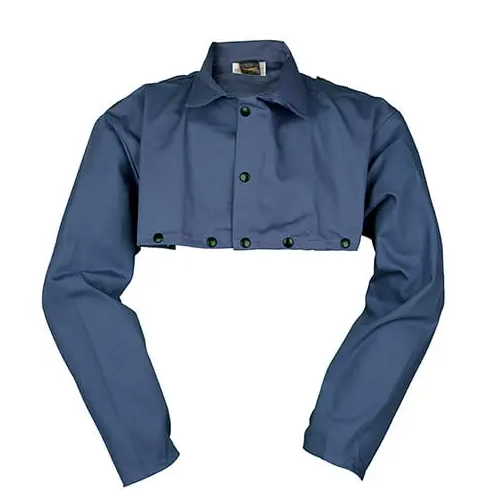 blue fire rated Cape with black buttons