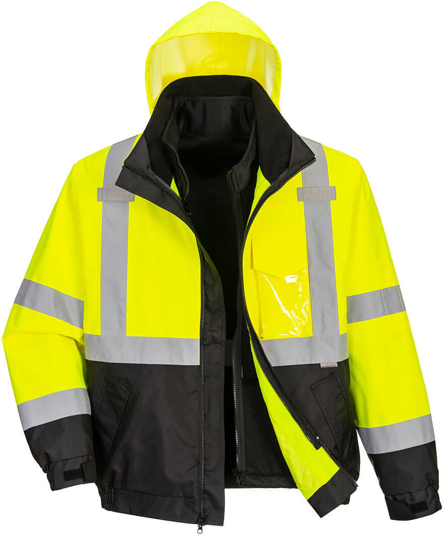 Yellow Hi-Vis 3-in-1 Contrast Premium Bomber Jacket