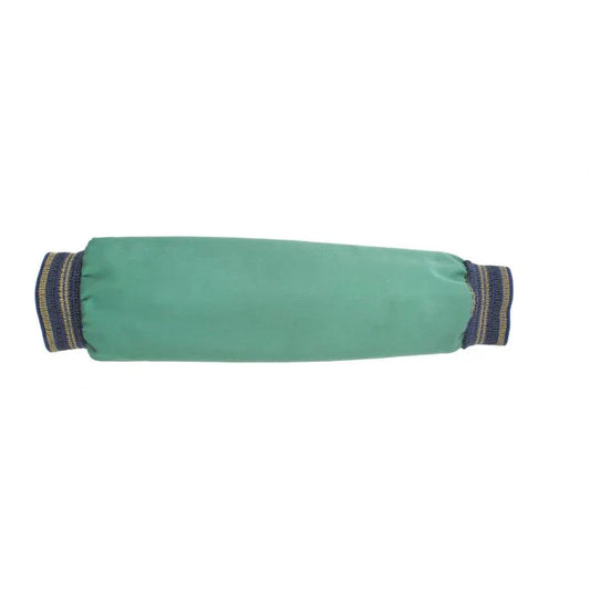Green arm sleeve with blue trim on a white background