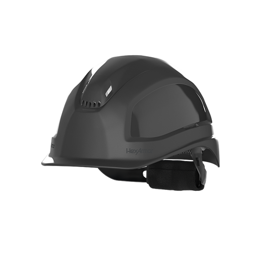 Hexarmor Class C safey helmet with vents in black color