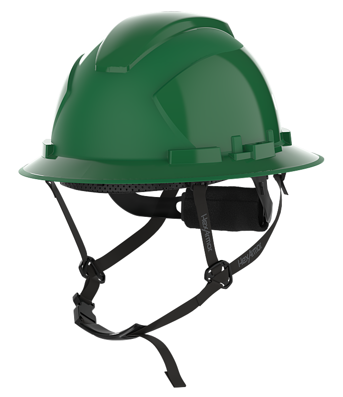 HexArmor Full Brim Safety Helmet in green color