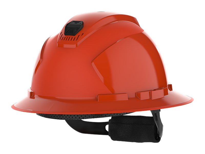 HexArmor full brim safety helmet in orangish red