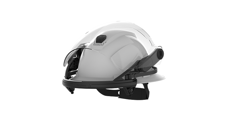 HexArmor Universal Face Shield on hard hard safety helmet