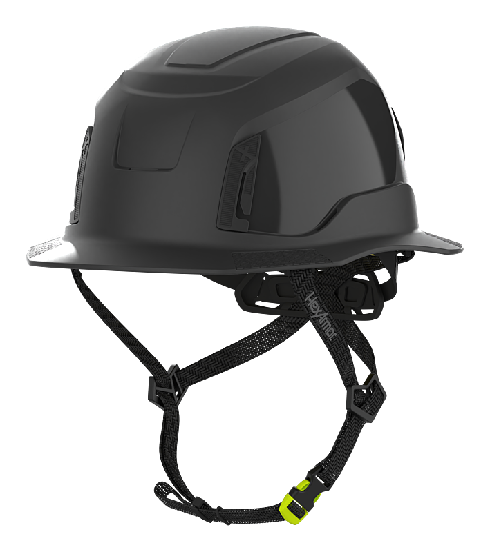 Black HexArmor Full Brim Safety Helmet in 
