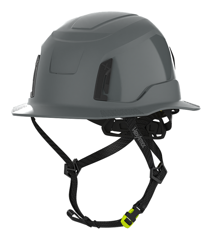 Dark Grey HexArmor Full Brim Safety Helmet