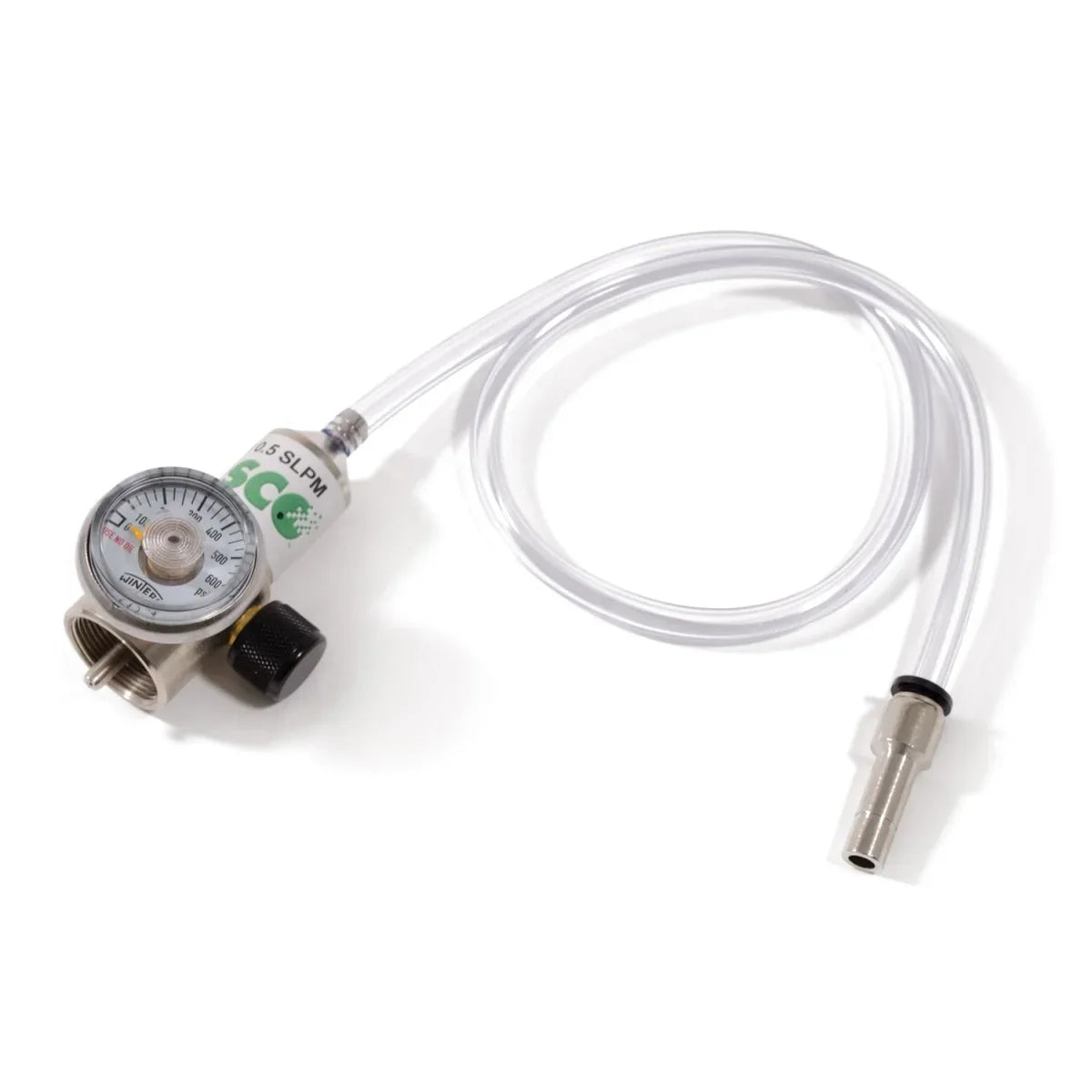 Pressure regulator with hose on a white background