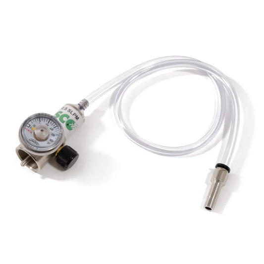 Pressure regulator with hose on a white background