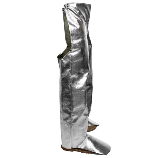 Aluminized Thermal Chaps - 19 oz. Aluminized OPF/Para-Aramid Blend, Built-In Leather Belt and Aluminized Foot Flaps