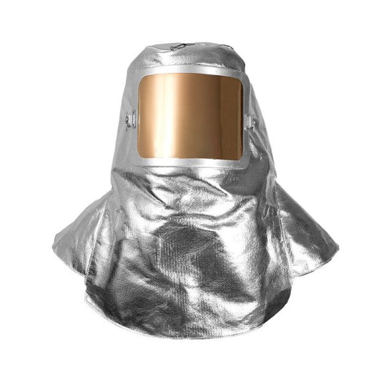 Aluminized Thermal Hood - Metal Faceshield Frame, Adjustable Ratchet Headgear, Gold Film Cover