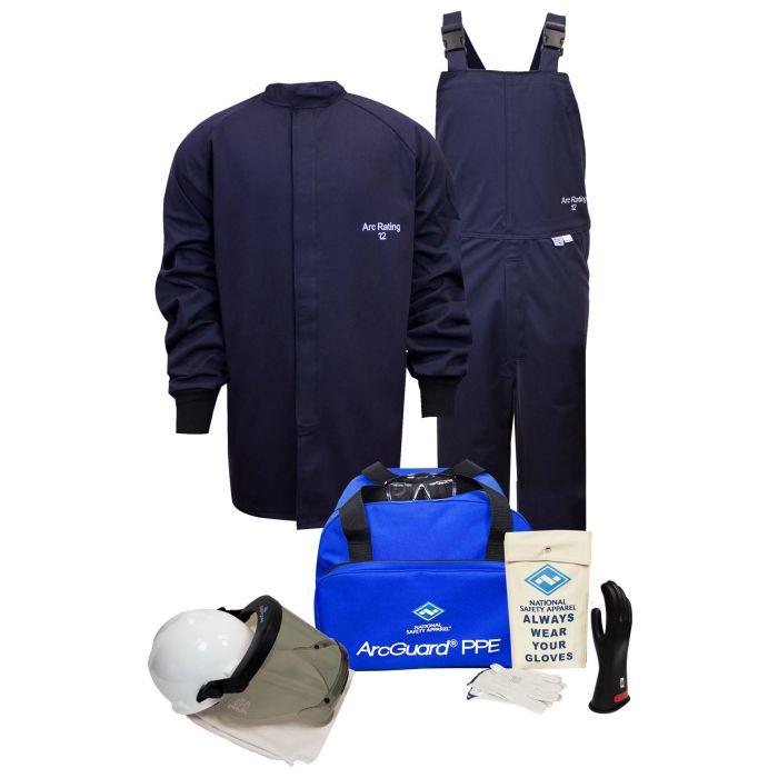 Arc Flash Protection Kit -12 Cal - Short Coat, Bib Overalls, Faceshield Unit, Safety Glasses, Gear Bags, and Voltage Gloves