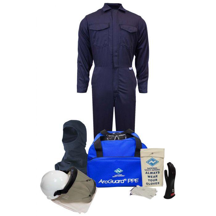Arc Flash Kit - 8 Cal - FR Coverall, Faceshield Unit, Safety Glasses, Gear Bags, Voltage Gloves, and Balaclava