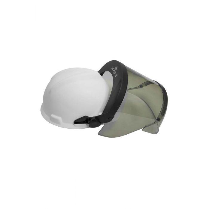 Cap-Style Hard Hat Helmet with 12 Cal Arc Flash, Adjustable Flip-Up Faceshield, Standard Slotted Helmet Mounted
