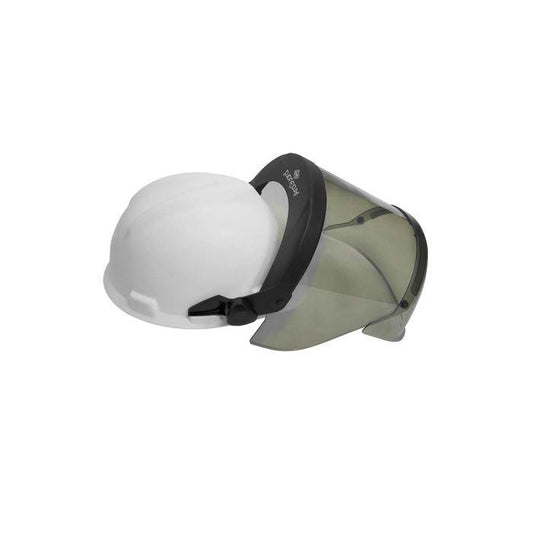 Cap-Style Hard Hat Helmet with 12 Cal Arc Flash, Adjustable Flip-Up Faceshield, Standard Slotted Helmet Mounted