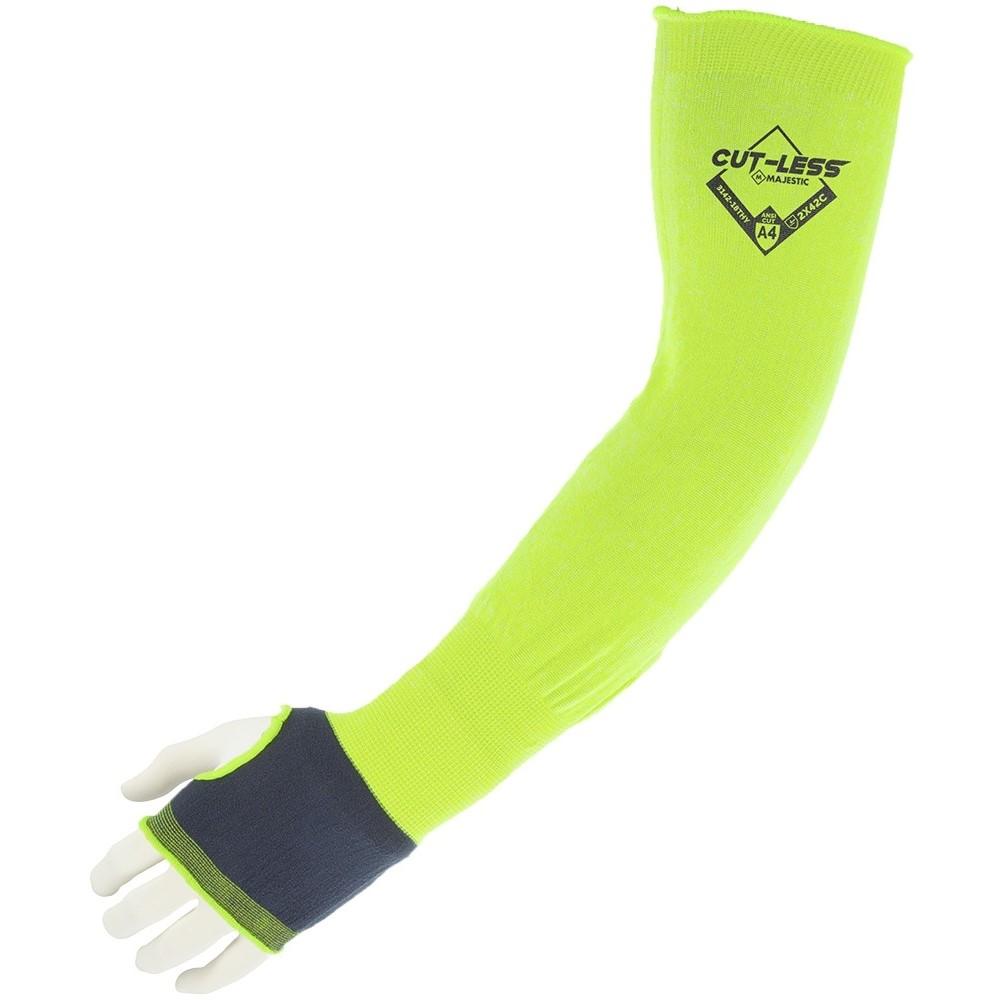 Cut Resistant Sleeve - 14 or 18 Inch, High Visibility Yellow, Thumb Hole, Tapered Fit, Korplex