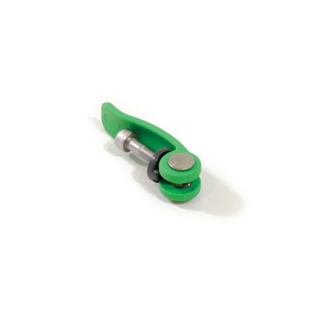 Green metal toggle switch on a white background