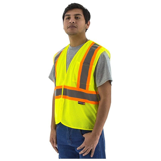 Hi Vis Breakaway Mesh Safety Vest - ANSI 2, DOT Striping