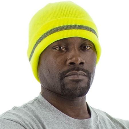 High Visibility Beanie with Reflective Striping