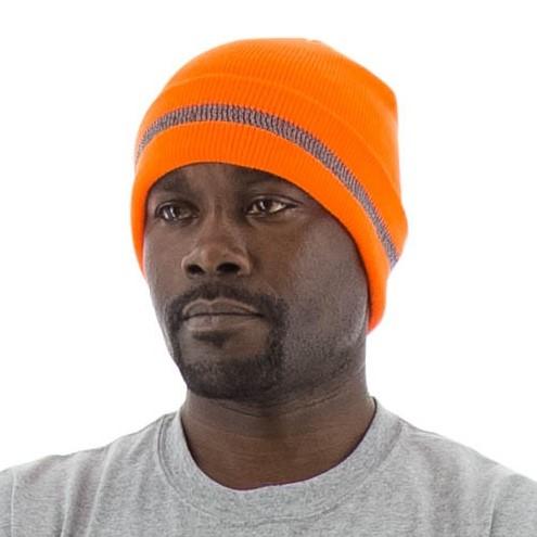High Visibility Beanie with Reflective Striping