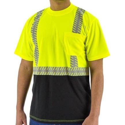 High Visibility Birdseye Mesh Short or Long Sleeve Shirts with Reflective Chainsaw Striping