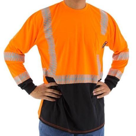 High Visibility Birdseye Mesh Short or Long Sleeve Shirts with Reflective Chainsaw Striping