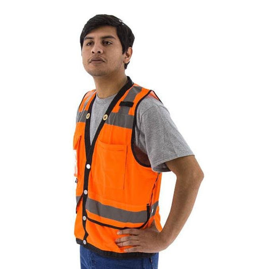 High Visibility Heavy Duty Mesh Safety Vest - Snap Close