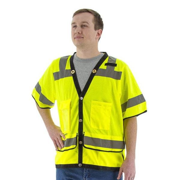 High Visibility Heavy Duty Mesh Safety Vest - Snap Close