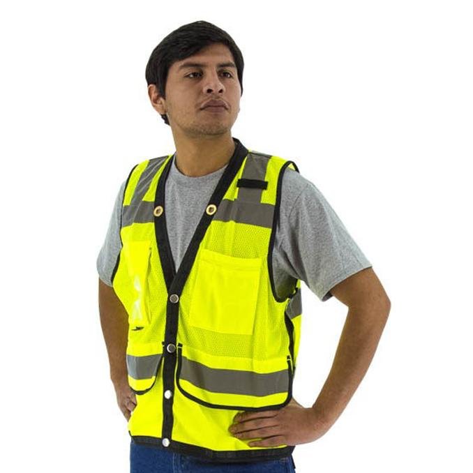 High Visibility Heavy Duty Mesh Safety Vest - Snap Close