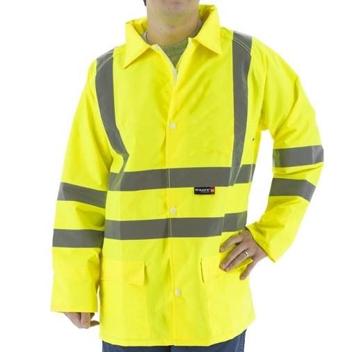 High Visibility Waterproof Rain Jacket with Reflective Striping