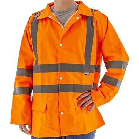 High Visibility Waterproof Rain Jacket with Reflective Striping