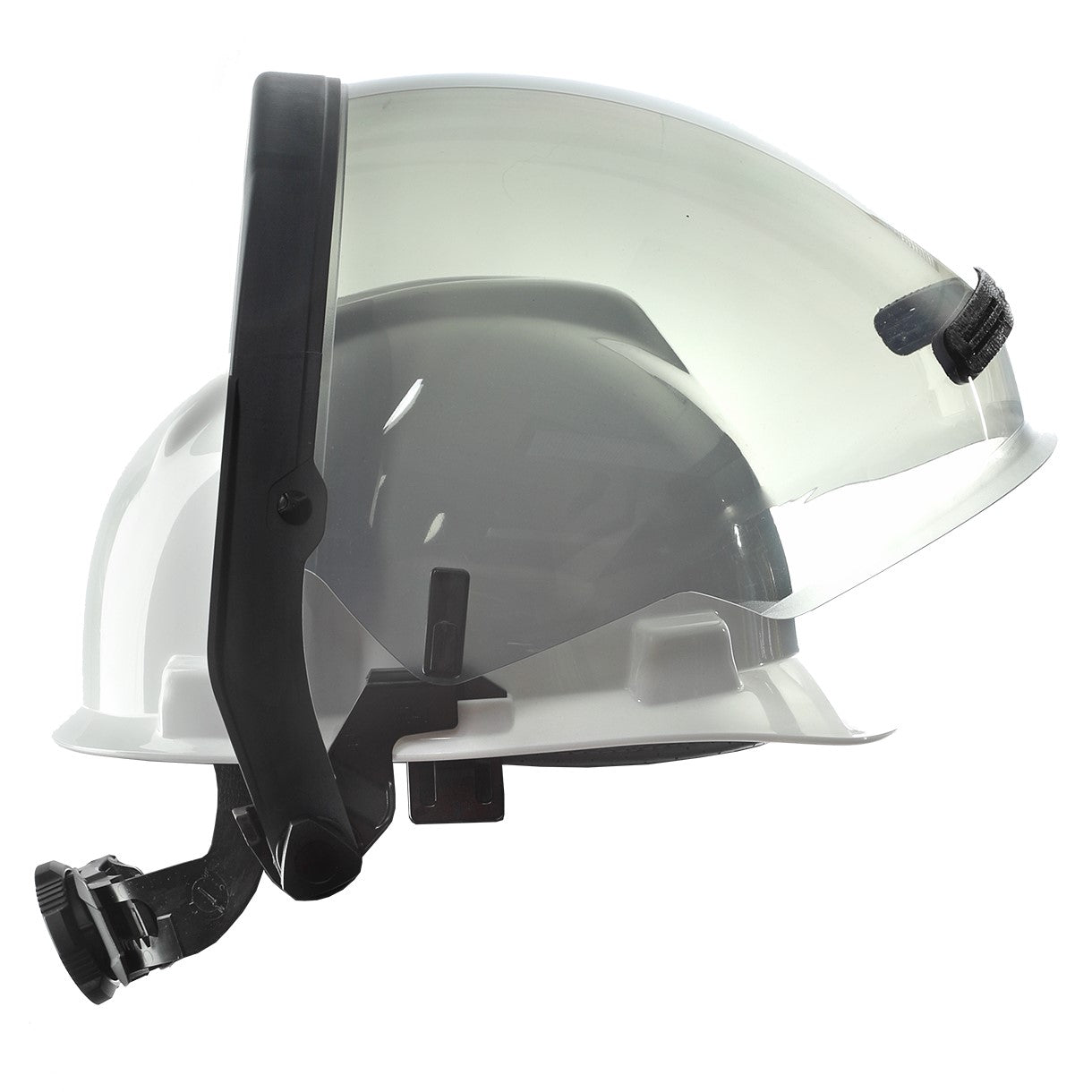 face shield on white helmet and white background