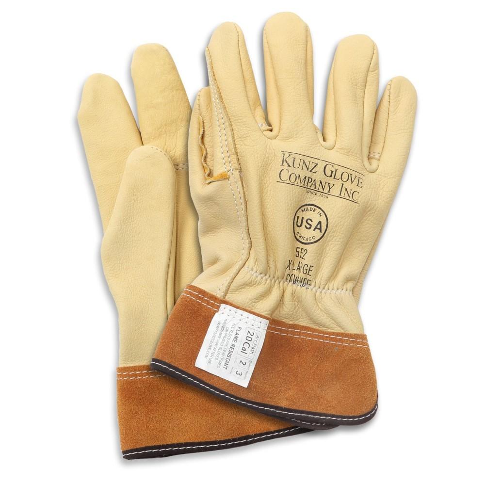 Kunz Cowhide Leather Drivers Glove - Shirred, Arc/Puncture/Cut