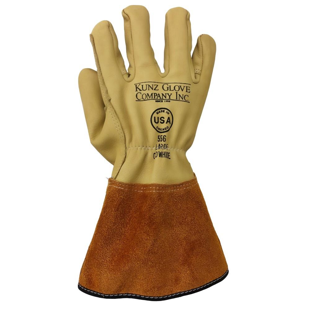 Kunz Cowhide Leather Drivers Glove - Shirred, Arc/Puncture/Cut 