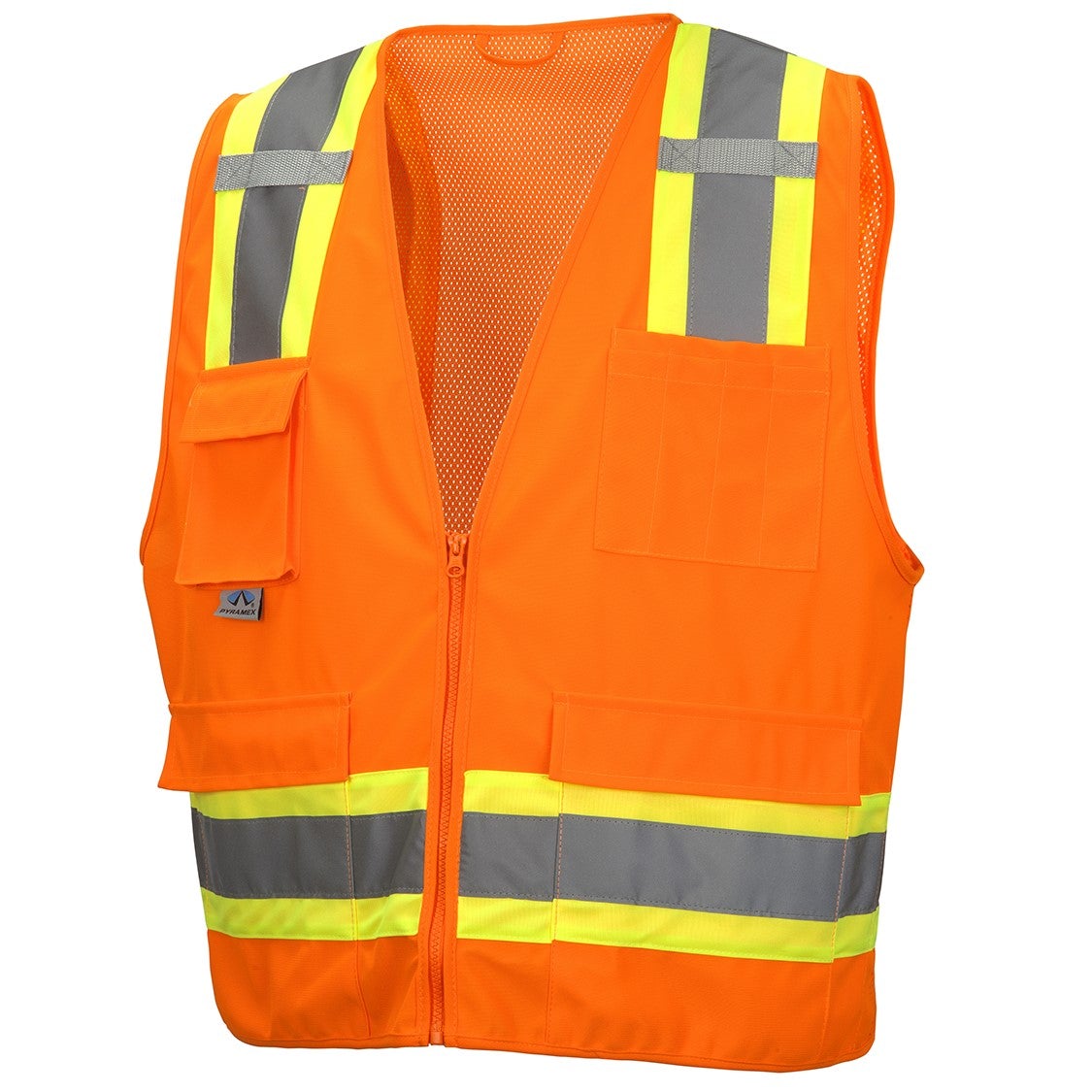 RVZ24 Hi Vis Mesh Back Vest - ANSI 2, Type R, 6 Pockets, Zipper