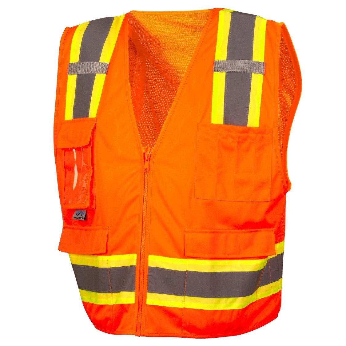 RVZ24 Hi Vis Mesh Back Vest - ANSI 2, Type R, 6 Pockets, Zipper
